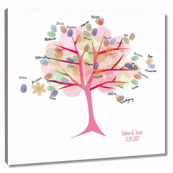 Fingerabdruck-Leinwand - Hochzeit Rosa - Fingerabdruck Leinwand