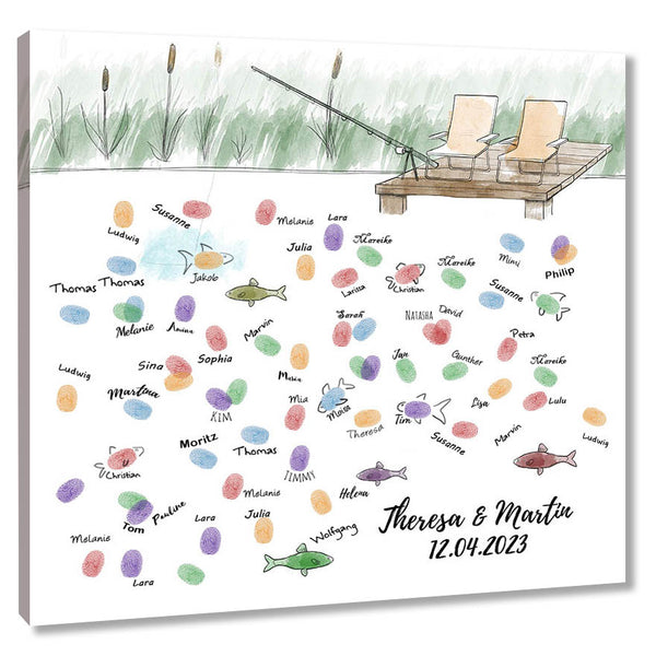 Fingerabdruck-Leinwand - Fischen - Fingerabdruck Leinwand
