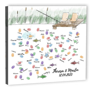 Fingerabdruck-Leinwand - Fischen - Fingerabdruck Leinwand