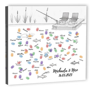 Fingerabdruck-Leinwand - Fischen SW - Fingerabdruck Leinwand