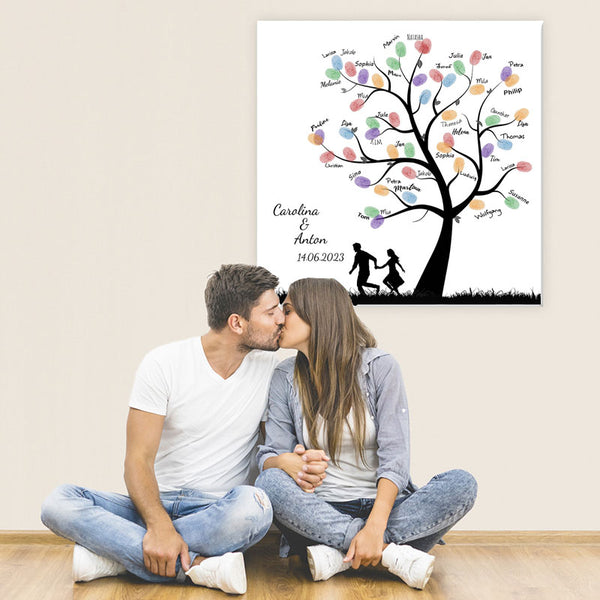 Fingerabdruck-Leinwand - Paarbaum Hand - Fingerabdruck Leinwand