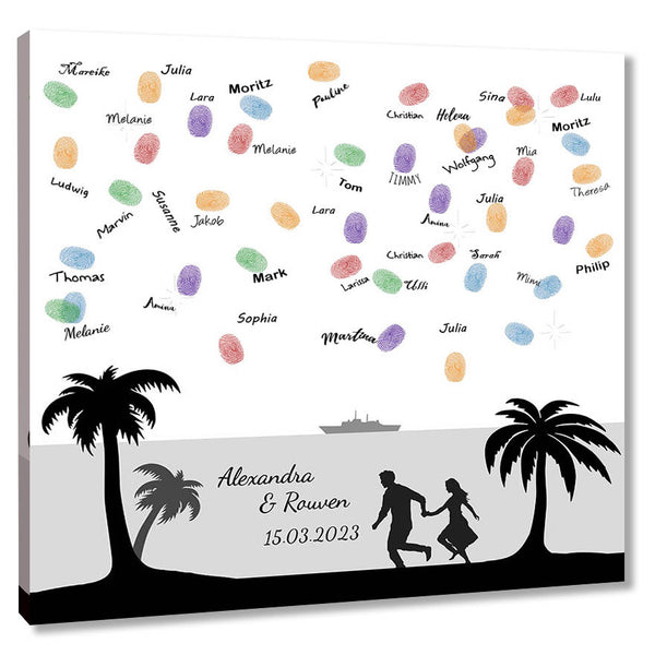 Fingerabdruck-Leinwand - Strandspaziergang - Fingerabdruck Leinwand