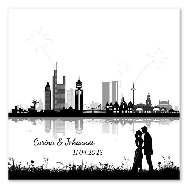 Fingerabdruck-Leinwand - Skyline Frankfurt - Fingerabdruck Leinwand