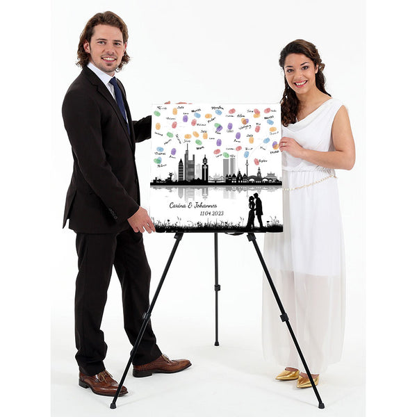 Fingerabdruck-Leinwand - Skyline Frankfurt - Fingerabdruck Leinwand