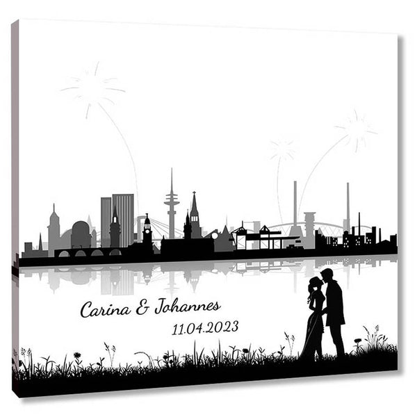 Fingerabdruck-Leinwand - Skyline Hamburg - Fingerabdruck Leinwand