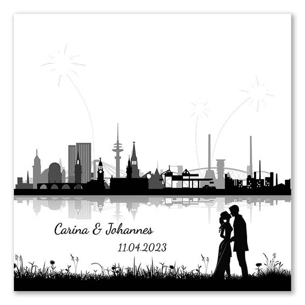 Fingerabdruck-Leinwand - Skyline Hamburg - Fingerabdruck Leinwand