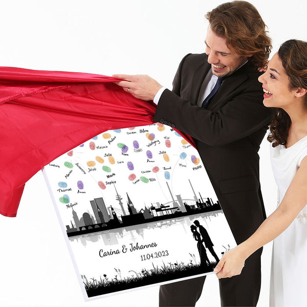 Fingerabdruck-Leinwand - Skyline Hamburg - Fingerabdruck Leinwand