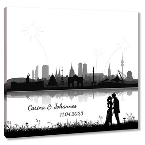 Fingerabdruck-Leinwand - Skyline München - Fingerabdruck Leinwand