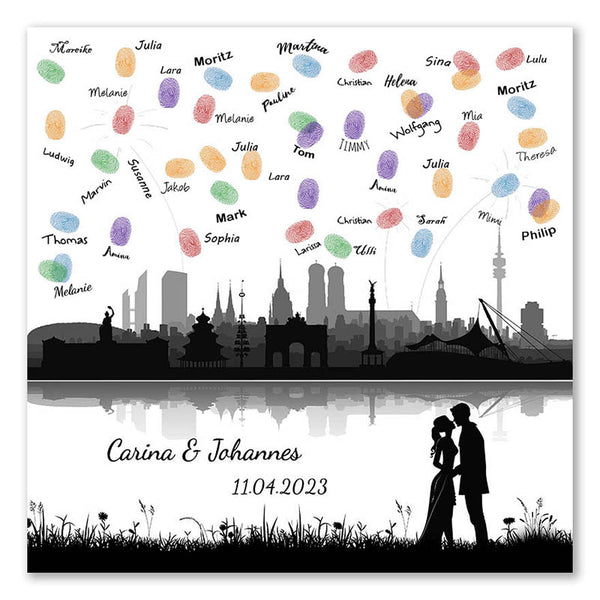 Fingerabdruck-Leinwand - Skyline München - Fingerabdruck Leinwand