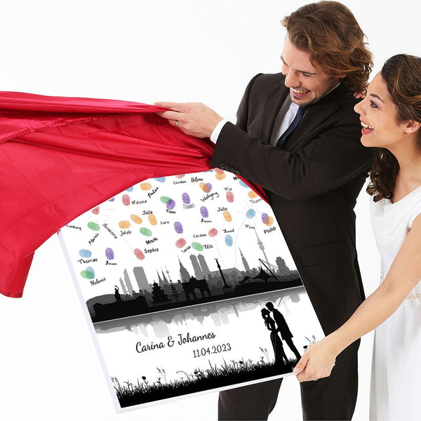 Fingerabdruck-Leinwand - Skyline München - Fingerabdruck Leinwand