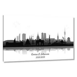Fingerabdruck-Leinwand - Skyline München Panorama - Fingerabdruck Leinwand