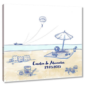 Fingerabdruck-Leinwand - Beach Fun Blau - Fingerabdruck Leinwand