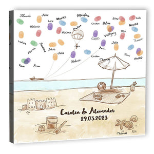 Fingerabdruck-Leinwand - Beach Fun Braun - Fingerabdruck Leinwand