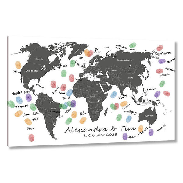 Fingerabdruck-Leinwand - Reiseführer Welt Weiss - Fingerabdruck Leinwand