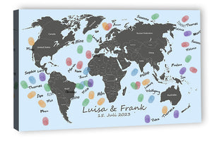Fingerabdruck-Leinwand - Reiseführer Welt Blau - Fingerabdruck Leinwand