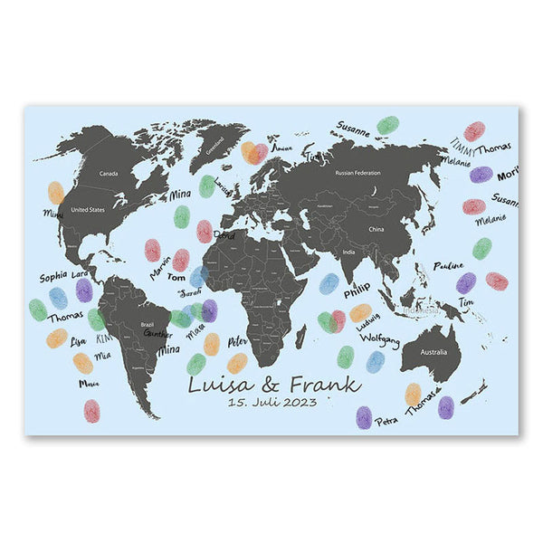 Fingerabdruck-Leinwand - Reiseführer Welt Blau - Fingerabdruck Leinwand