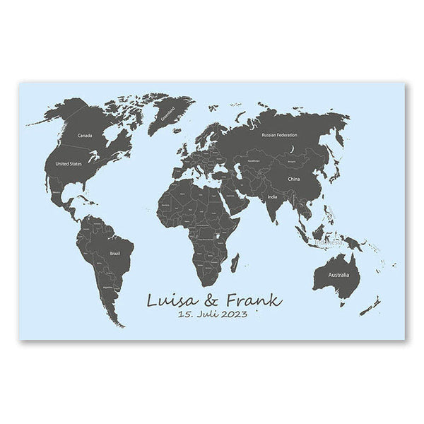 Fingerabdruck-Leinwand - Reiseführer Welt Blau - Fingerabdruck Leinwand