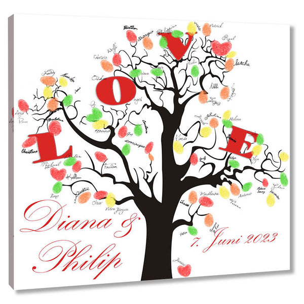Fingerabdruck-Leinwand - Love-Baum Schwarz - Fingerabdruck Leinwand