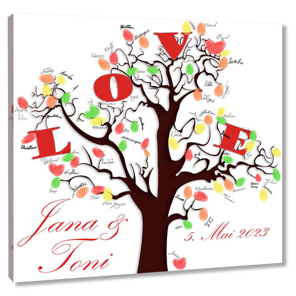 Fingerabdruck-Leinwand - Love-Baum Braun - Fingerabdruck Leinwand