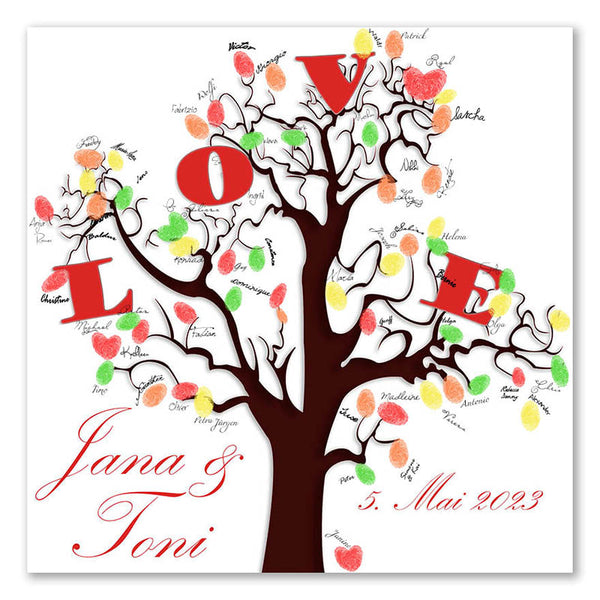 Fingerabdruck-Leinwand - Love-Baum Braun - Fingerabdruck Leinwand