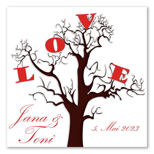 Fingerabdruck-Leinwand - Love-Baum Braun - Fingerabdruck Leinwand