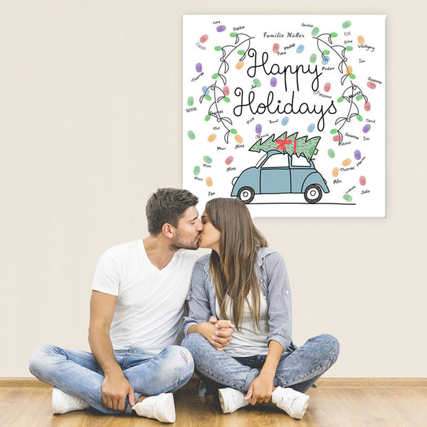 Fingerabdruck-Leinwand - Happy Holiday - Fingerabdruck Leinwand