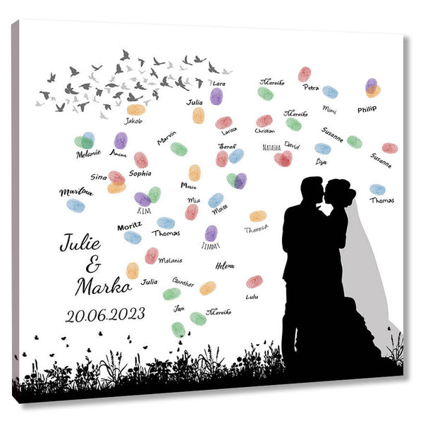Fingerabdruck-Leinwand - Hochzeitspaar - Fingerabdruck Leinwand