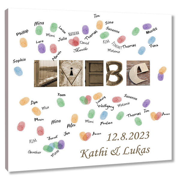 Fingerabdruck-Leinwand - Liebe in Braun - Fingerabdruck Leinwand