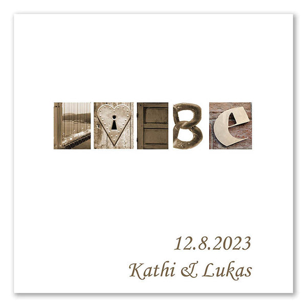 Fingerabdruck-Leinwand - Liebe in Braun - Fingerabdruck Leinwand