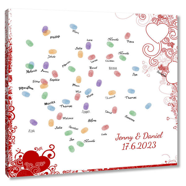 Fingerabdruck-Leinwand - Herzrahmen - Fingerabdruck Leinwand