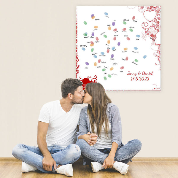 Fingerabdruck-Leinwand - Herzrahmen - Fingerabdruck Leinwand