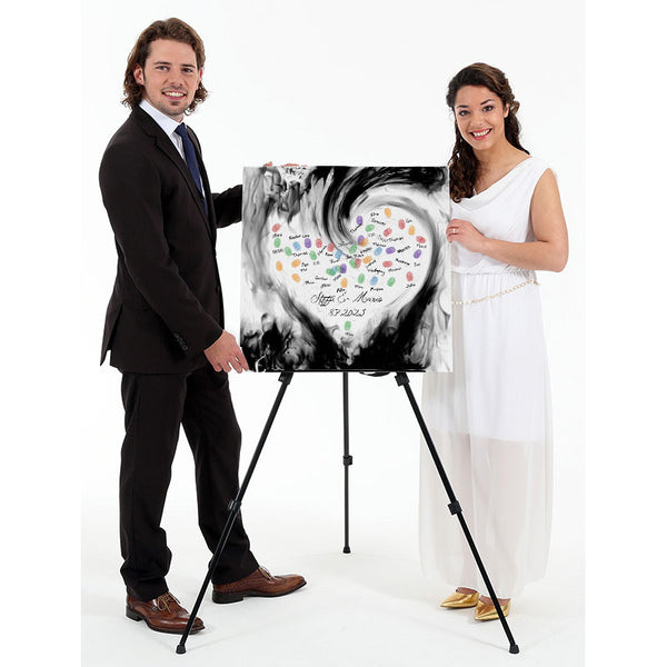 Fingerabdruck-Leinwand - Brennendes Herz SW - Fingerabdruck Leinwand