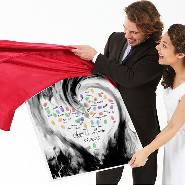 Fingerabdruck-Leinwand - Brennendes Herz SW - Fingerabdruck Leinwand