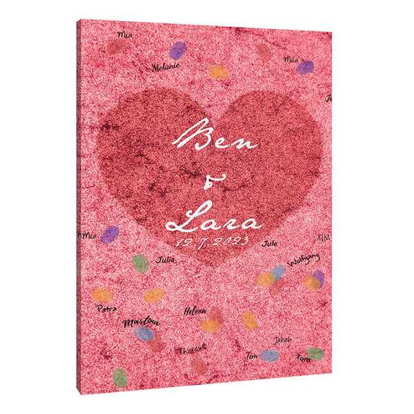 Fingerabdruck-Leinwand - Rotes Herz - Fingerabdruck Leinwand