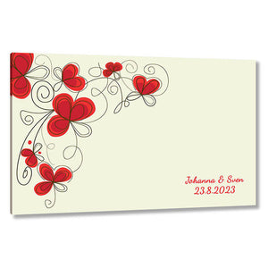 Fingerabdruck-Leinwand - Rot geschwungen - Fingerabdruck Leinwand