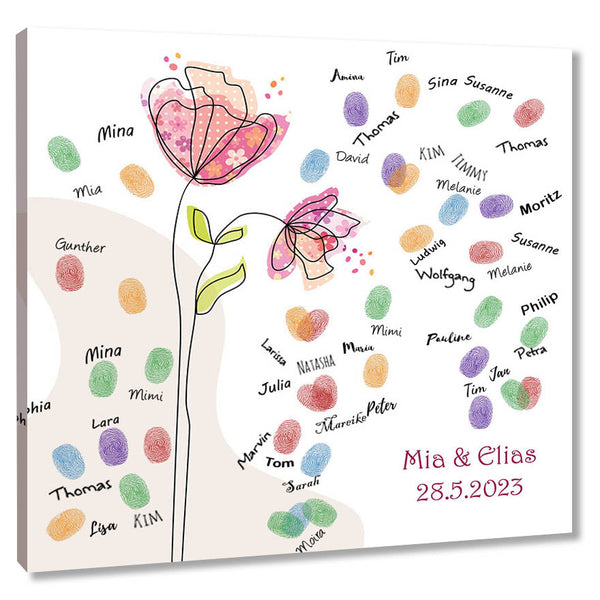 Fingerabdruck-Leinwand - Zwei Blumen - Fingerabdruck Leinwand