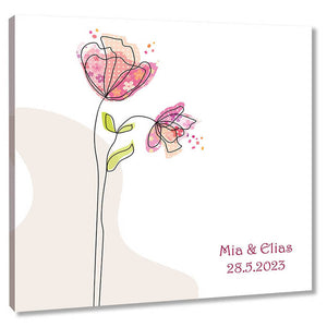 Fingerabdruck-Leinwand - Zwei Blumen - Fingerabdruck Leinwand