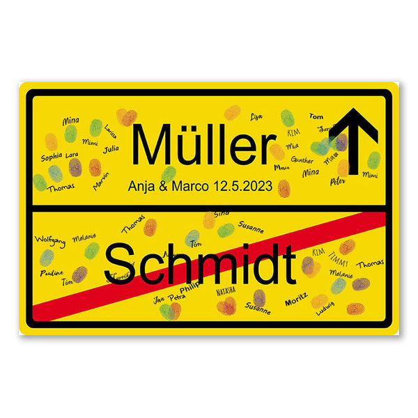 Fingerabdruck-Leinwand - Ortsschild - Fingerabdruck Leinwand