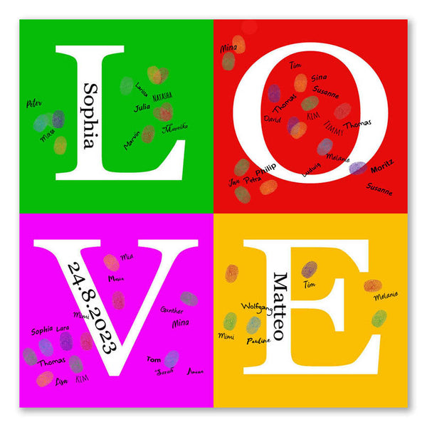 Fingerabdruck-Leinwand - Popart Love - Fingerabdruck Leinwand