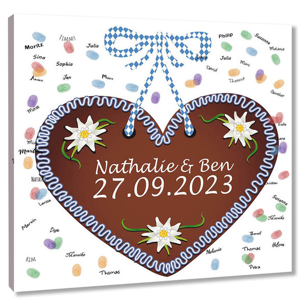 Fingerabdruck-Leinwand - Bayrisches Herz - Fingerabdruck Leinwand