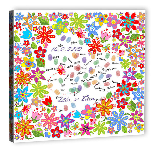 Fingerabdruck-Leinwand - Blumenherz - Fingerabdruck Leinwand