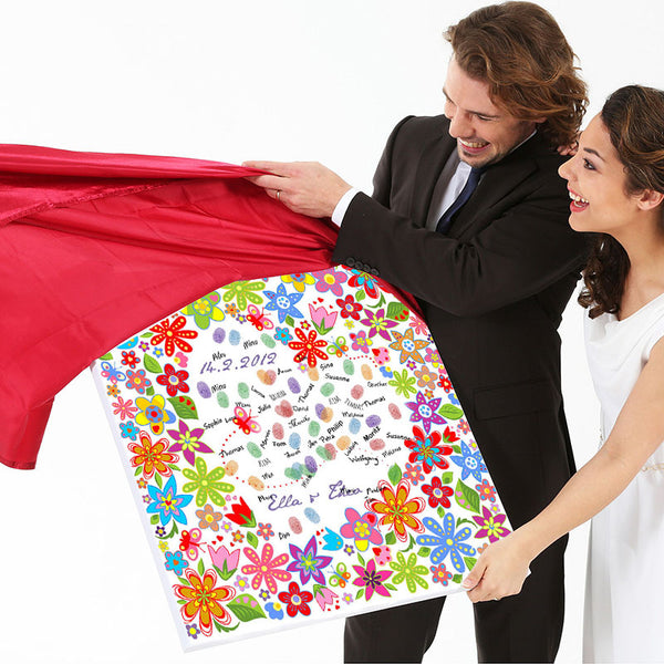 Fingerabdruck-Leinwand - Blumenherz - Fingerabdruck Leinwand