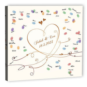 Fingerabdruck-Leinwand - Geschwungenes Herz - Fingerabdruck Leinwand