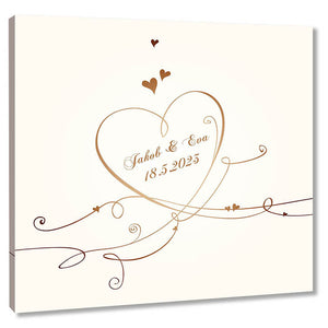 Fingerabdruck-Leinwand - Geschwungenes Herz - Fingerabdruck Leinwand