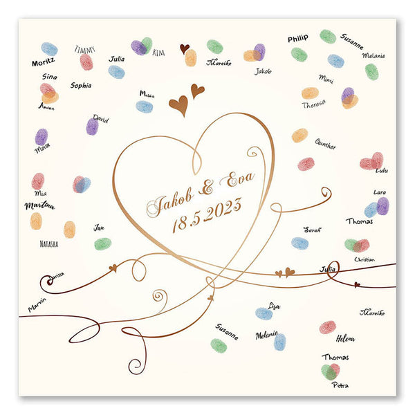 Fingerabdruck-Leinwand - Geschwungenes Herz - Fingerabdruck Leinwand