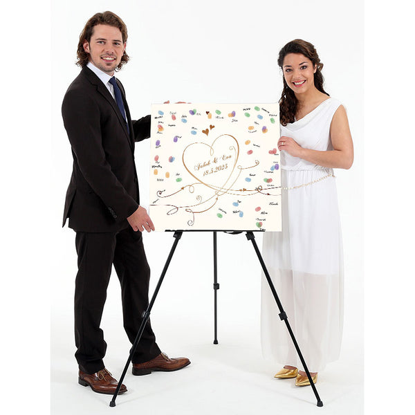 Fingerabdruck-Leinwand - Geschwungenes Herz - Fingerabdruck Leinwand