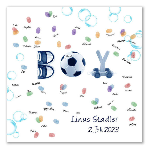 Fingerabdruck-Leinwand - Junge Blau - Fingerabdruck Leinwand