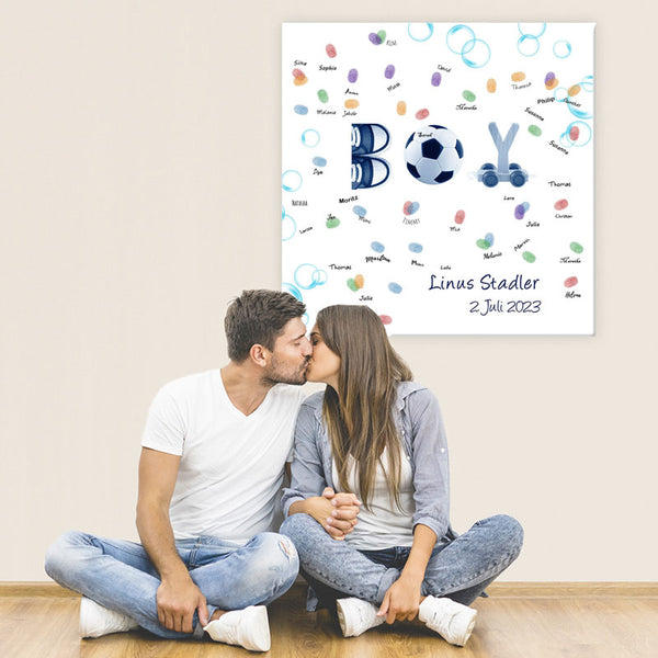 Fingerabdruck-Leinwand - Junge Blau - Fingerabdruck Leinwand