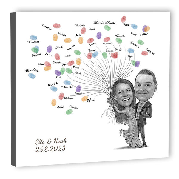 Fingerabdruck-Leinwand - Hochzeitspaar mit Ballons (fpca2059) - Fingerabdruck Leinwand