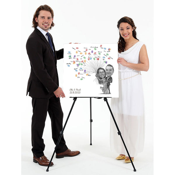 Fingerabdruck-Leinwand - Hochzeitspaar mit Ballons (fpca2059) - Fingerabdruck Leinwand